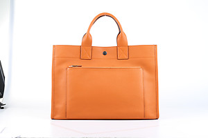 Hermes mens bag 40CM orange silver hardware_6